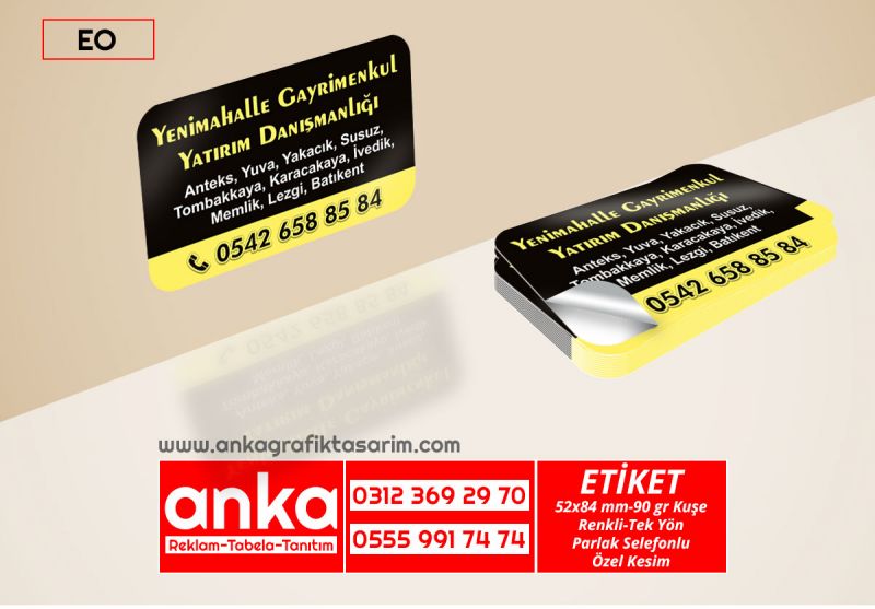 1000 ADET ETİKET ÖZEL KESİM 52X84 MM ÖLÇÜLERİNDE